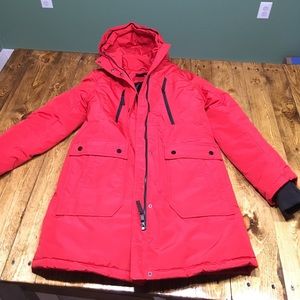 ANA heavy long red winter coat